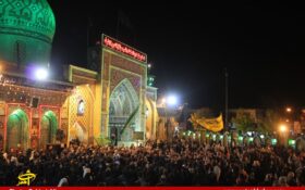 حضور عزاداران حسینی در شب تاسوعا  در آستان مقدس آقا سید جلاالدین اشرف+تصاویر