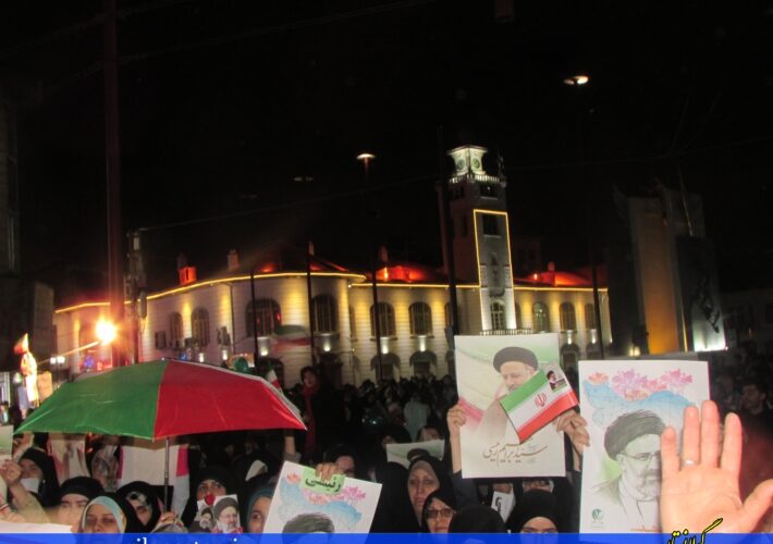 گزارش تصویری حضور ضرغامی در تجمع بزرگ حامیان حجت‌الاسلام رئیسی و محمدباقر قالیباف در رشت