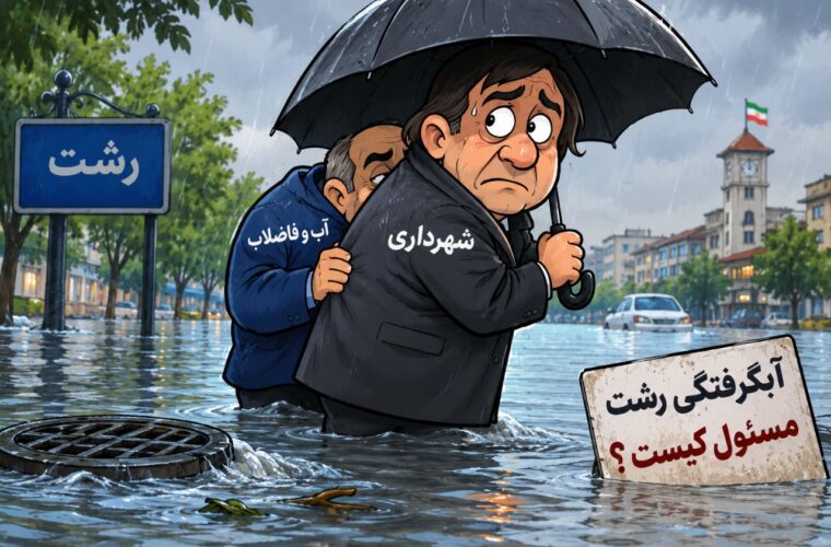 رشت زیر آب رفت؛ آب و فاضلاب پشت شهرداری پنهان شد!